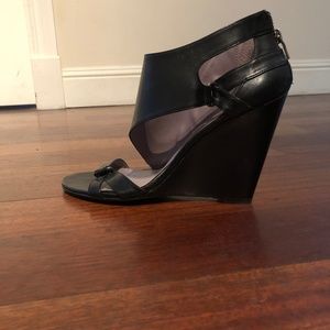Charles David black wedge sandals, size 10